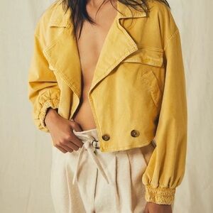 Free People Mustard Bomber Jacket
